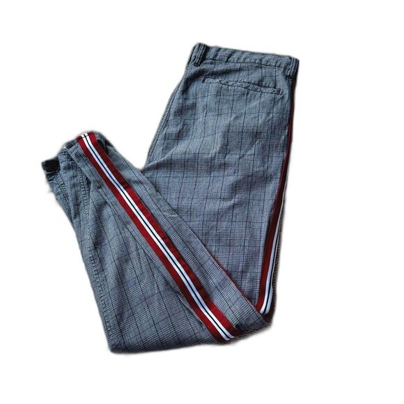 Highland Men’s 38W Plaid Pants Red Stripe Side Track Trousers Cotton Blend - Picture 2 of 7